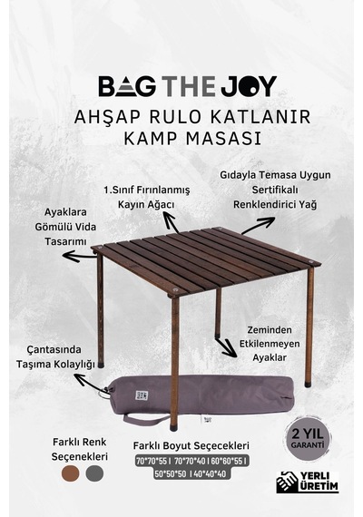 Bag The Joy Ahşap Masa Sandalye Seti Antrasit-hardal- 70 70 55cm Antrasit - Hardal