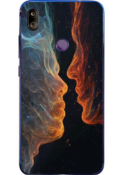 Redmi Note 7 Uyumlu Kavuşan Çizgiler Baskılı Silikon Kılıf Renkli