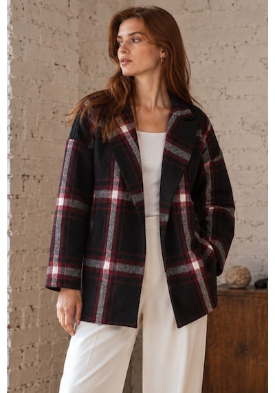 Armonika Kadın Siyah-bordo Erkek Yaka Yanları Yırtmaçlı Oversize Ceket Arm-26k001009 Armonika Kadın Siyah-bordo Erkek Yaka Yanları Yırtmaçlı Oversize Ceket Arm-26k001009