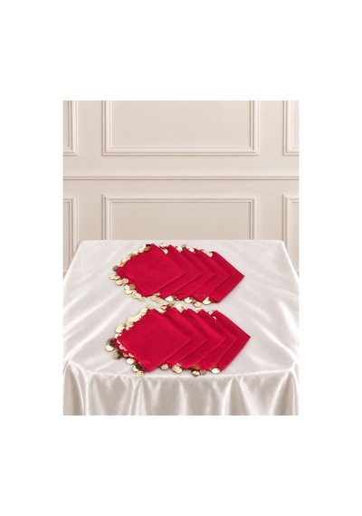 Kırmızı Gold Pullu Şifon Halay Mendili ,kına Mendili,hediyelik Mendil,gelin Damat Düğün Kına Bride Nişan 5adet Kırmızı - 921787403