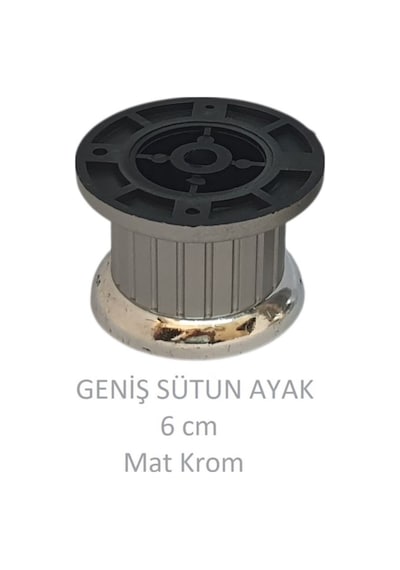 Plastik 6 Cm Geniş Sütun Ayak, Mat Krom, Vidalarıyla Mat Krom