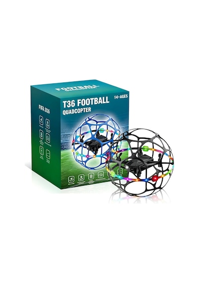 T36 Koruyucu Kafesli Futbol Dronu, 360 Çevirme Hareketleri, İrtifa Sabitleme Led Aydınlatmalı