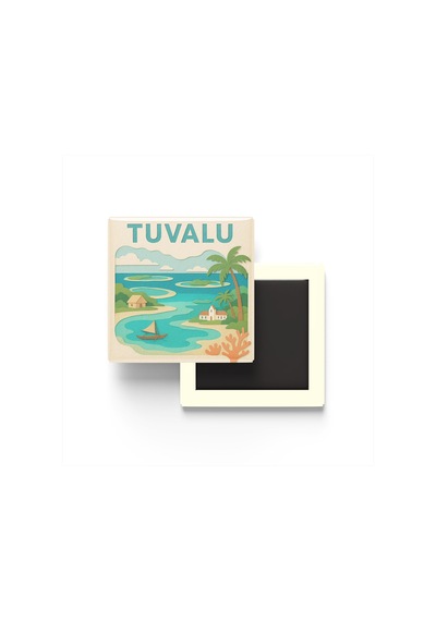 Tuvalu - Tuvalu - Paper Cut Art - Baskılı Buzdolap Magneti Kare - 9x9 Cm