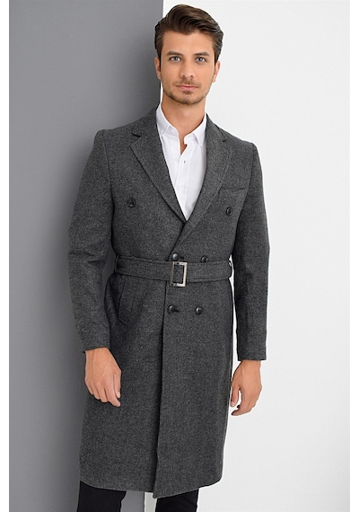 Plt8382 Dewberry Erkek Palto-desenli Antrasit Desenli Antrasit
