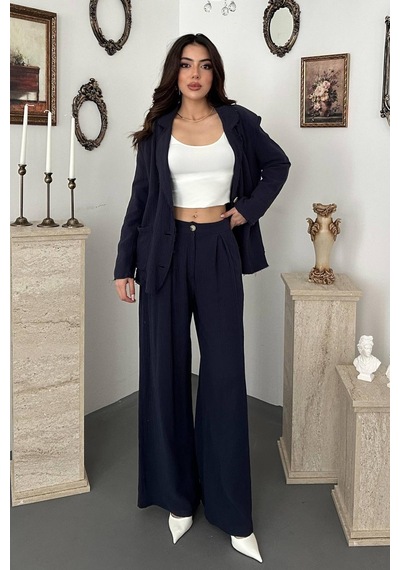 Lacivert Oversize Müslin Takım