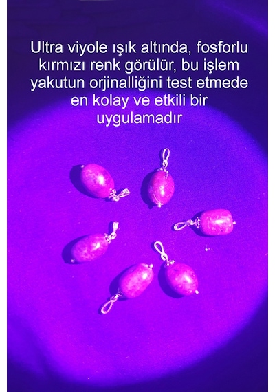 Doğal Yakut Taşı Kolye Ucu Gümüş Malzemeli 642-2 Koyu Pembe