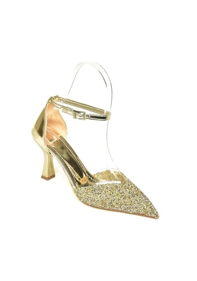 Fox Shoes U614633414 Altın Sim Kalın Topuklu Abiye Ayakkabı Altın