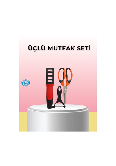 Çok Fonksiyonlu Mutfak Makas Seti - Makas Bileyici Ve Soyacak Dahil Kopya Çok Renkli