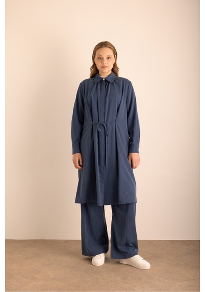 Aker Lacivert Beli Bağcıklı Cotton Tunik Lacivert Lacivert