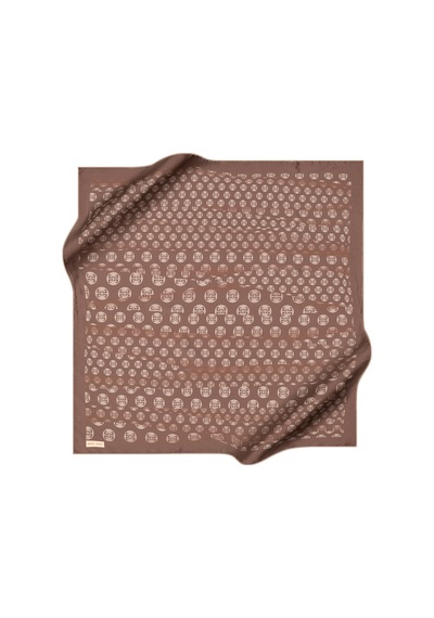 Pierre Cardin Koyu Bej 90x90 İpek Krep Saten Eşarp Koyu Bej Koyu Bej