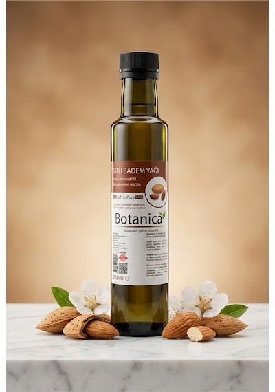 Botanica %100 Saf Tatlı Badem Yağı Soğuk Sıkım Vücut Masajı Nemlendirici Besleyici Ekonomik Aile Boyu 250 Ml 250 ML