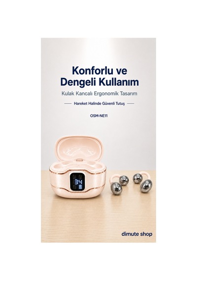 Osm-ne11 2 Çift Kablosuz Bluetooth 5.4 Kulaklık Klasik Ve Kulak Kancalı Rose Gold - 904091696