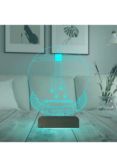 Luvivia Crypto Miner Mining Madenci Kripto Finans 3d Lamba - Masa Gece Lambası Şeffaf