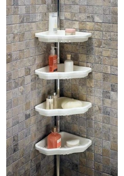 Primanova Naturel Dört Gözlü Banyo Köşe Rafı Yay Baskısı Ile Mont Çok Renkli