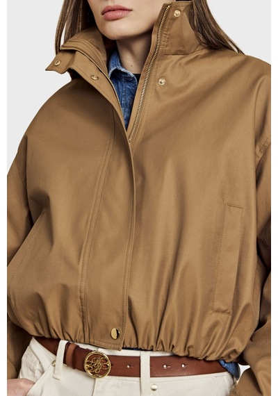 Brooks Brothers Pamuk Karışımlı Dik Yaka Fermuarlı Mont Bayan Mont Bbss26fjc001150 Kahve