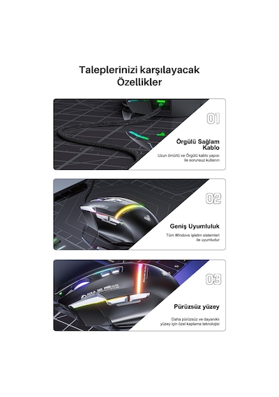 Aula S12 Pro 12800 Dpı 8 Tuşlu Makrolu Kablolu Optik Gaming Oyuncu Mouse Beyaz S12