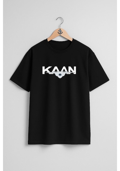 Bahriyeli Collection Oversize Tf-x Kaan 5.nesil Savaş Uçağı Göğüs Tasarımlı Unisex T-shirt SIYAH