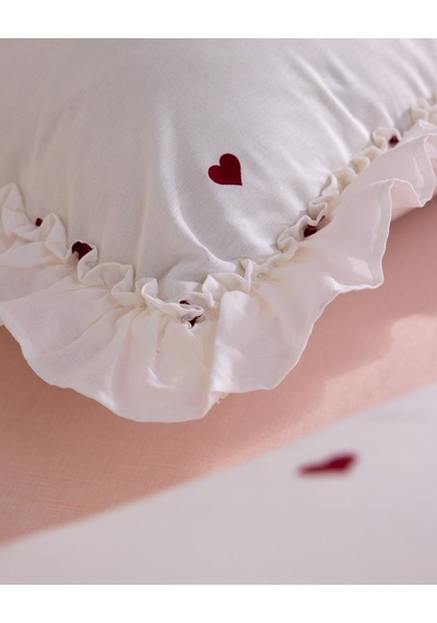Madame Coco Isaline %100 Pamuk Ranforce Fırfırlı 2'li Yastık Kılıfı - Kırmızı 8684427341803 Çok Renkli