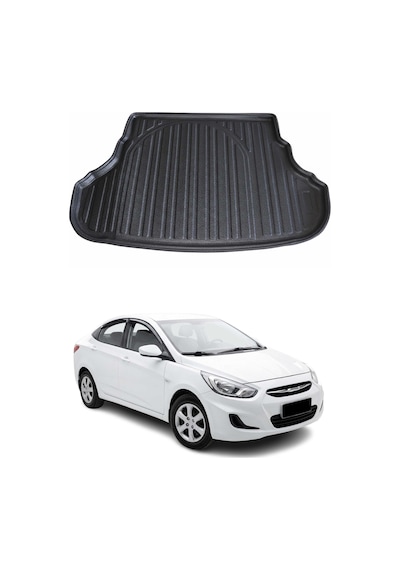 Hyundai Accent Blue Biz Sedan 2011+ Uyumlu Araca Özel Kauçuk Tpe Bagaj Havuzu Siyah