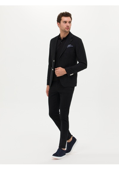 Cacharel Siyah Slim Fit Yün Keten Karışımlı Ceket Cacharel Siyah Slim Fit Yün Keten Karışımlı Ceket