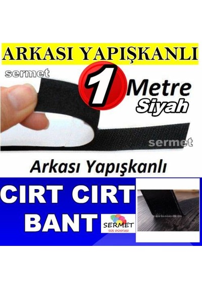 1 Mt Siyah Cırt Bant Yapışkanlı 2 Cm Genişlikde Cırt Cırt Bant