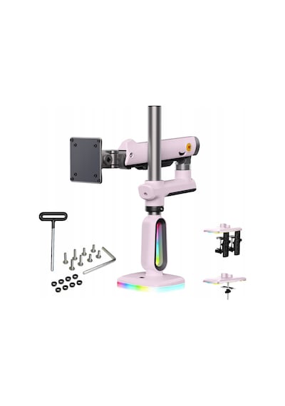 Nb J7 Profesyonel Rgb Aydınlatmalı 32-60 İnç Amortisörlü Oyuncu Monitör Kolu Pembe 2-20 Kg