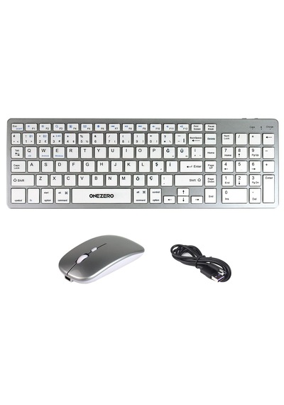 K835 Çift Modlu Kablosuz Klavye 2.4 Ghz + Bluetooth 3.0/5.0, Şarj Edilebilir, Çoklu Cihaz Desteği Gümüş Optik