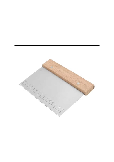 Hamur Spatula Kazıyıcı Şekillendirici Kesici Paslanmaz Çelik Kare 15 Cm Bambu Saplı Çelik Kahverengi Diğer