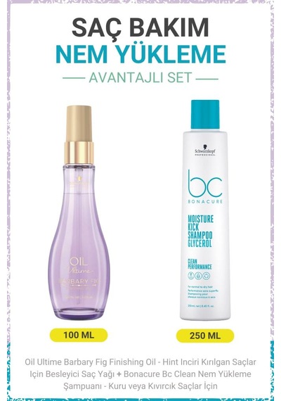 Barbary Fig Finishing Oil - Besleyici Saç Yağı + Bc Clean Nem Yükleme Şampuanı