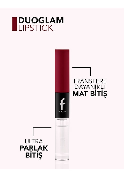 Flormar Duoglam Yüksek Pigmentli Kremsi Likit Ruj & Ultra Kalıcı Dudak Parlatıcısı 008 Attractive Look