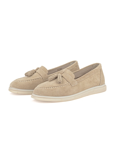 Ziya, Kadın Hakiki Deri Loafer Ayakkabı 161359z402 Bej 161359z402 340