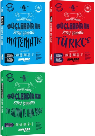 Ankara 2025 6. Sınıf Matematik + Türkçe + Din Kültürü Güçlendiren Soru Bankası Seti 3 Kitap Güncel Müfredat