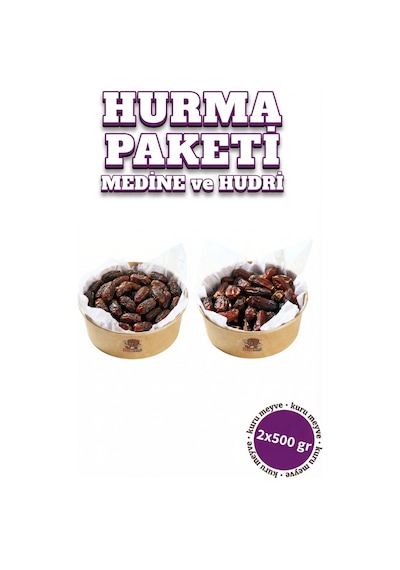 Hurma Paketi 1 Kg 2x500 Gr - Medine Hurması Ve Hudri Hurma Karışık Set - Doğal Ve Taze İkili Paket 1 KG