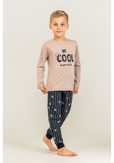 Rolypoly 3870 %100 Pamuk Uzun Kol Erkek Çocuk Pijama Takımı Kum Beji Rolypoly 3870 %100 Pamuk Uzun Kol Erkek Çocuk Pijama Takımı Kum Beji