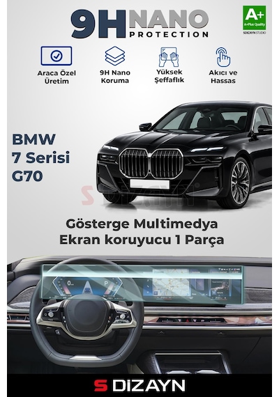 S-dizayn Bmw 7 Serisi 9h Nano Gösterge & Multimedya Ekran Koruyucu 2'li Set Parlak 2023 Üzeri A+ Kalite