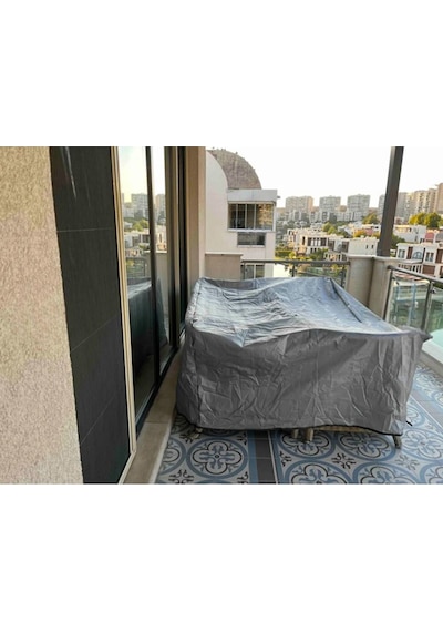 Gri Bahçe Mobilya Koruma Örtüsü Branda 300x160x80 Cm - Santimetre, Su Geçirmez, Güneşten Korur Gri