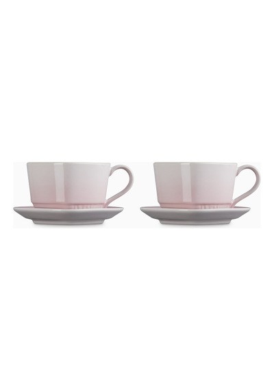 Le Creuset Kalp Şeklinde Seramik Kupa Ve Tabak Seti 2 Li Shell Pink