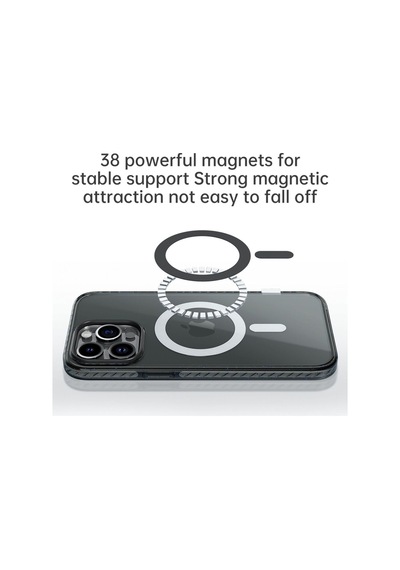 Rock Apple Uyumlu iPhone 14 Pro Max Shield Serisi Magsafe Antishock Kılıf Şeffaf Siyah Siyah