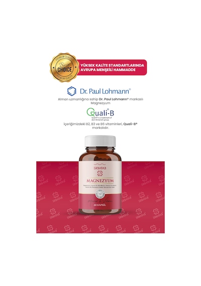 Erbatab Magnezyum Bisglisinat Sitrat Malat & Vitamin B2 B3 B6 3'lü Form 60 Kapsül