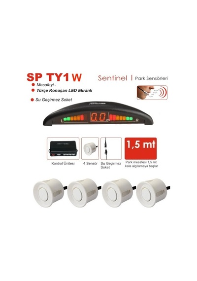 Park Sensörü Led Ekranlı Türkçe Sesli Beyaz