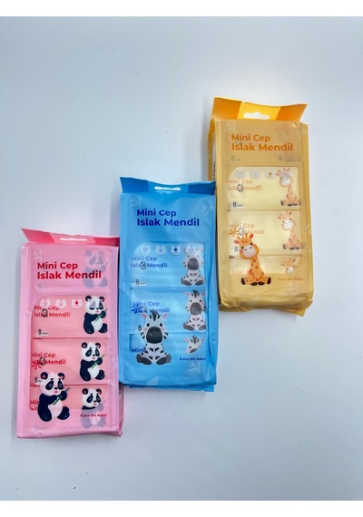 Mini Cep Sevimli Hayvan Figürlü Islak Mendil 1 Çoklu Paket