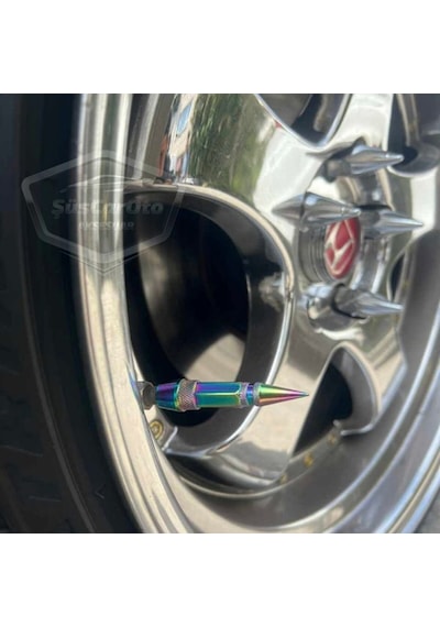 ŞüsCarOto Sivri Sibop Kapağı Mermi Sibop Kapağı Araba Motosiklet Bisiklet Metal Bukalemun Renkli 4 lü Set (00)