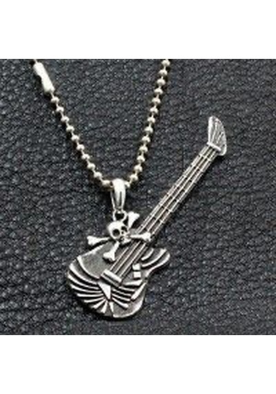 Gitar Kuru Kafa Kolye 925 Ayar Gümüş Kaplama Gümüş