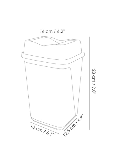 Çift Kapaklı Kelebek Çöp Kovası - Tezgah Üstü Banyo Mutfak Ofis Çöp Kovası 2,5 Litre Gri