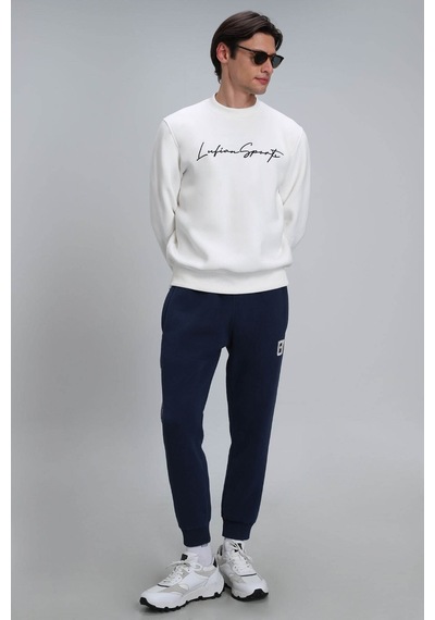 Lufian Erkek Lowe Sweatshirt 112030125 Kırık Beyaz