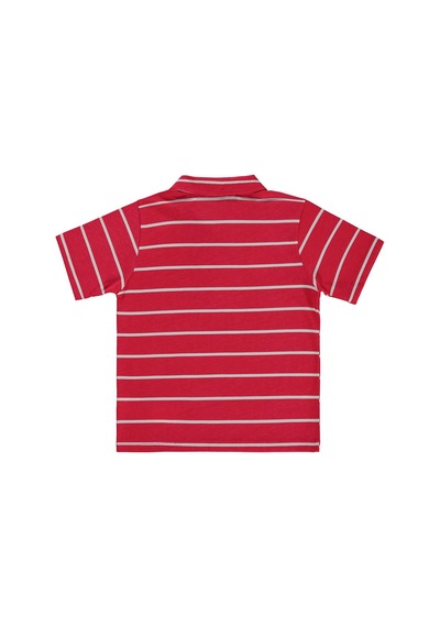 Civil Boys Çizgli Polo Yaka 2-5 Yaş Tişört - Kırmızı Nar