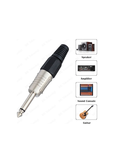 6.35mm Mono Erkek Fiş Lehim Tipi Çivi Jack Konnektörü