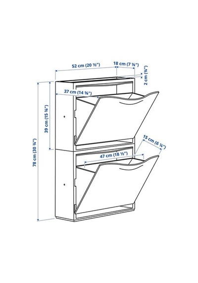Ikea Trones Ayakkabı Dolabı, Siyah, 52x39 Cm