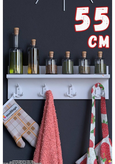 Kedi 12 Kancalı Mutfak Askısı 3'lü Set 51,4x19 Cm - Şık Tasarım, Çok Amaçlı Düzenleyici Ve Yer Tasarrufu 55 Cm