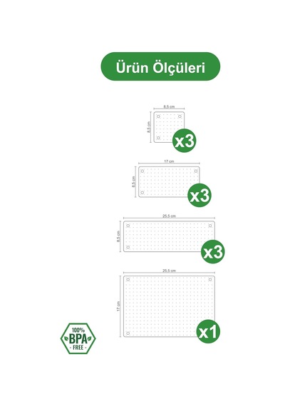 Modüler Organizer Set Mutfak Çekmece İçi Düzenleyici Çatal Kaşık Bıçak Organizeri Kristal 10'lu Set Şeffaf